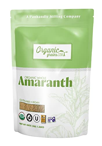 Organic Grains Amaranth - 3 lbs. (48 oz.) - Non GMO Organic Amaranth Grain & Amaranth Seeds - Vegan, Keto, Kosher and Paleo Friendly Whole Amaranth Grains