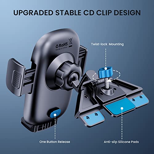 Phone Mount for Car Phone Holder Mount Upgraded Metal CD Slot Phone Holder Car Cell Phone Holder Car Thick Cases Friendly iPhone Holder for Car Phone Mount for CD Player Compatible with All Smartphone - Image 8