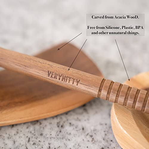 VERY NITTY Very Beautiful Kitchen Utensil Set, 7pc Wooden Cooking Utensils, Spoons and Spatula Set with Spoon Rest. Wood Kitchen Gadgets, Tools and Supplies for Cooking, Baking, Mixing and Salad Bowl - Image 4