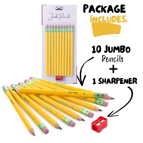 Mr. Pen- Jumbo Pencils, 10 Pencils and 1 Sharpener, Big Pencil, Fat Pencils, Jumbo Pencils for Preschoolers, Fat Pencils for Kindergarten, Thick Pencils, Big Pencils for Preschoolers, Large Pencil. - Image 9