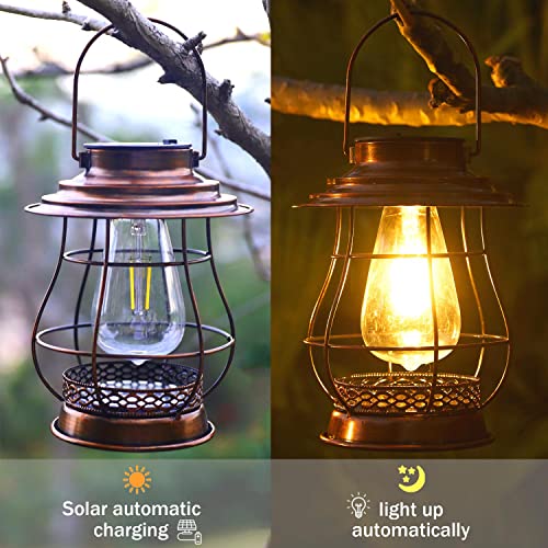 Hanging Solar Lantern,Solar Lantern Outdoor Waterproof,Solar Outdoor Lantern,Retro Desigh Outdoor Lanterns for Patio,Courtyard,Lawn,Garden - Image 4