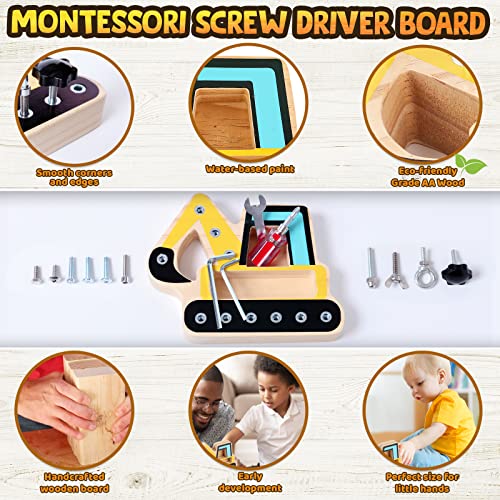 CozyBomB Screw Driver Board Preschool Toys - Montessori Toys for 3 Year Old Learning Fine Motor Skills Educational Sensory Toy for 3+ Year Old Activities Sensory STEM Wooden Tool Set Screwdriver - Image 6