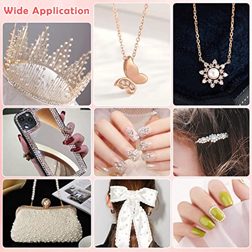 2032 Pieces Self Adhesive Hair Gems and Hair Pearls, Face Pearls and Jewels Stickers for Makeup, Crafts, Home Decor Scrapbooking Embellishments, 7 Sizes 3mm/4mm/5mm/6mm/8mm/10mm/12mm - Image 3