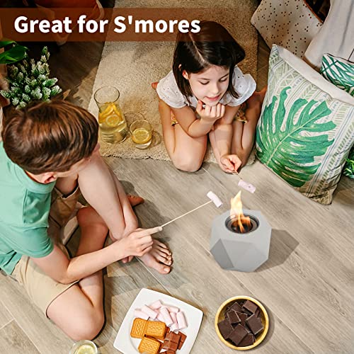 Table Top Fire Pit Bowl - Concrete Tabletop Fireplace Indoor Outdoor Decor Portable Rubbing Alcohol Burner Smores Maker for Patio Balcony with Extinguisher - Image 7
