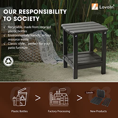 LovoIn Black Adirondack Table Patio Side Table, Easy-Maintenance & Weather-Resistant Poly Lumber End Tables for Patio, Garden, Lawn, Indoor Outdoor Companion - Image 4