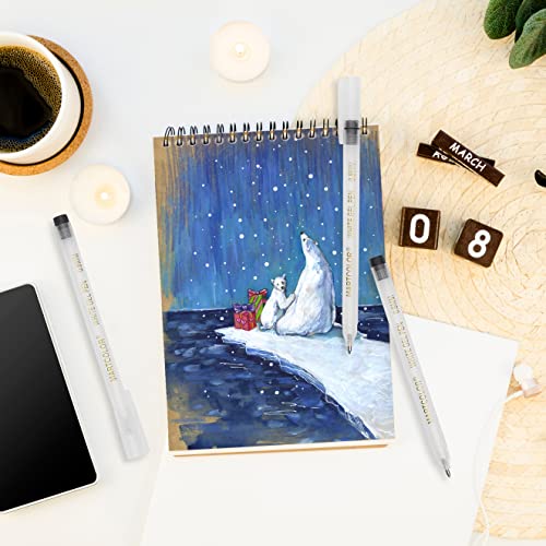 MARTCOLOR White Gel Pens Set, 6 Pack, 0.8mm Fine Point Pens Gel Ink Pens For Artists, Archival Ink Pens, White highlight Pens for Black Paper Drawing, Illustration, Sketching, Writing - Image 5