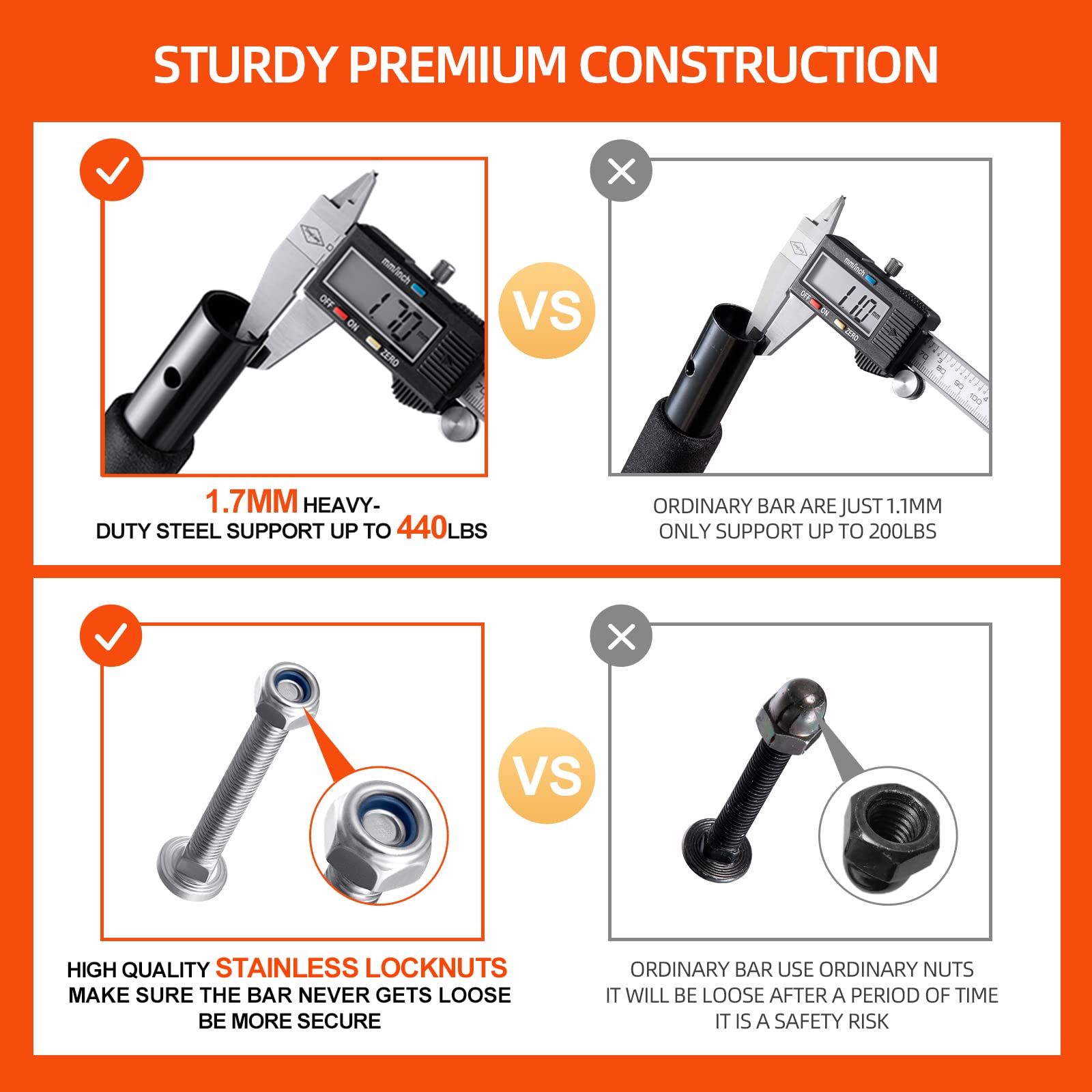 ALLY PEAKS Pull Up Bar Thickened Steel Pipe Super Heavy Duty Steel Frame Upper Workout Bar| Multi-Grip Strength for Doorway | Indoor Chin-Up Bar Fitness Trainer for Home Gym Portable (silver2) - Image 6