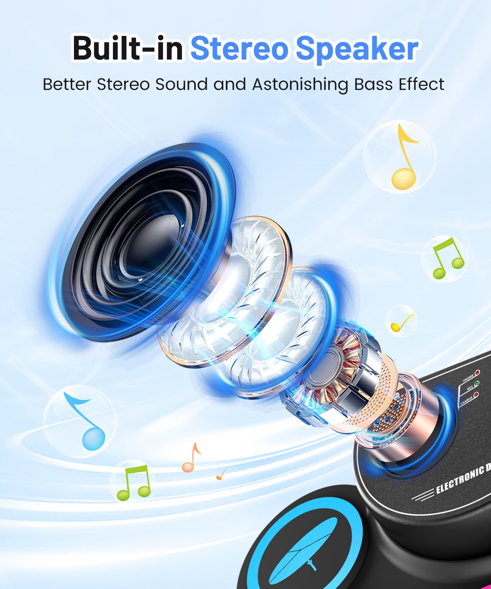 Sboet Electronic Drum Set, 9-Drum Practice Pad with Headphone Jack, Roll-up Drum Kit Machine with Built-in Speaker Drum Pedals and Sticks 10 Hours Playtime, Great Christmas Holiday Gifts for Kids - Image 5